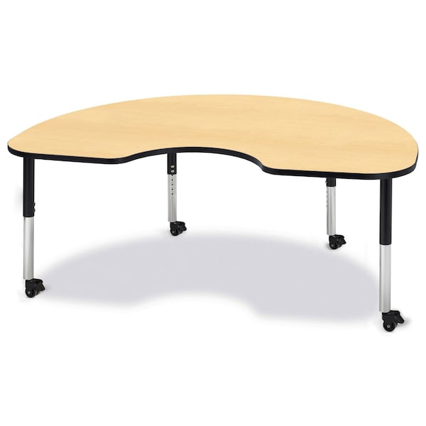 Berries Kidney Activity Table, 48 in. x 72 in., Mobile, Maple/Black/Black